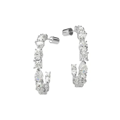 Mesmera Rhodium-Plated & Swarovski Crystal Open-Hoop Earrings