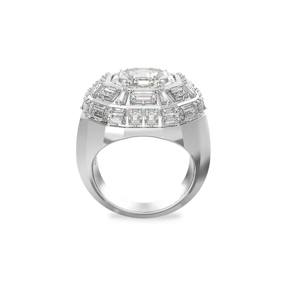 Mesmera Rhodium-Plated & Swarovski Crystal Cocktail Ring