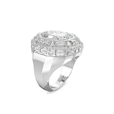 Mesmera Rhodium-Plated & Swarovski Crystal Cocktail Ring