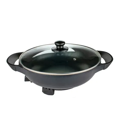Brentwood 13-inch Non-stick Flat Bottom Electric Wok Skillet With Vented Glass Lid