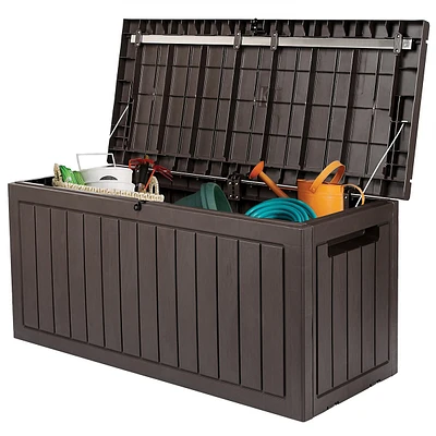 80 Gal Outdoor Deck Box Container, Patio Deck Storage Box with Lockable Lid and Side Handles for Patio Outdoor Furniture (302L)