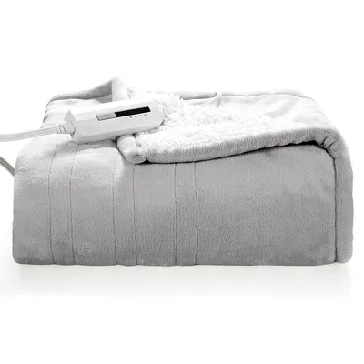 60''x50'' Electric Heated Throw Blanket Flannel & Sherpa Double-sided Flush