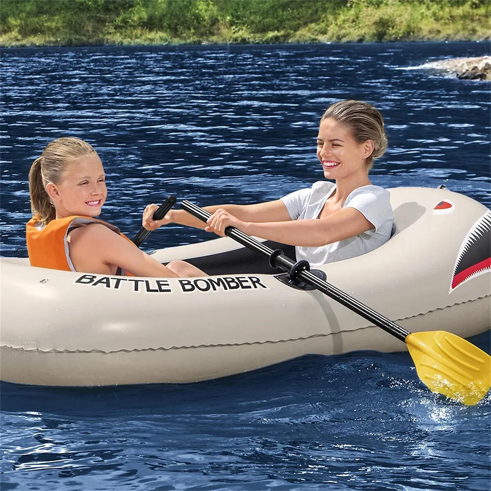 2-person Inflatable Boat Raff With 2pcs 49" Aluminum Oars, 72"x36" for Mild Rivers and Lakes
