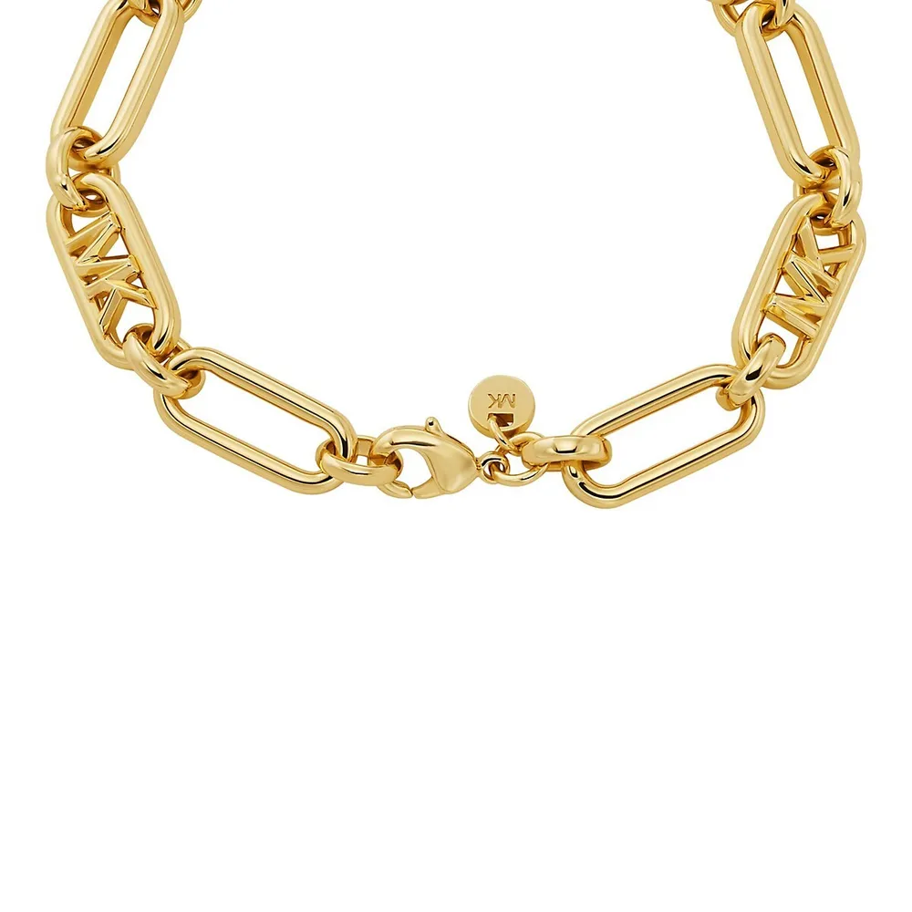 Women's Premium Mk Statement Link 14k Gold-plated Empire Link Chain Bracelet