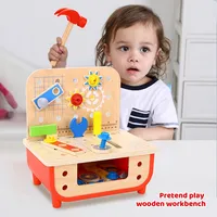 Pretend Play Wooden Workbench - 31pcs Builder's Tool Bench Play Set For Kids, Ages 3+