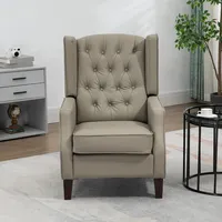 Tufted Accent Chair, Faux Leather Armchair