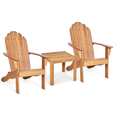 3pcs Patio Adirondack Chair Table Set Garden Deck Furniture