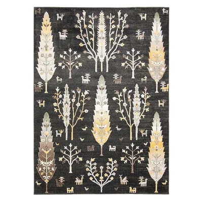 Aqua Pine Washable Tree Pattern Area Rug