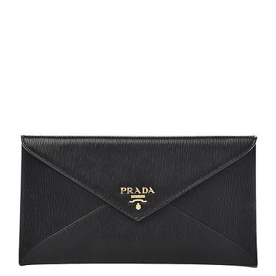 Black Vitello Move Leather Long Envelope Wallet