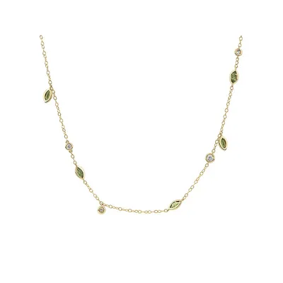 Necklace With Tourmaline & 0.14 Carat Tw Of Diamonds In 10kt Yellow Gold