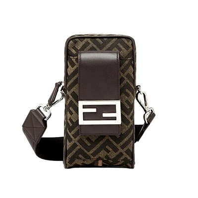 Baguette Brown Zucca Canvas Phone Holder Crossbody Bag