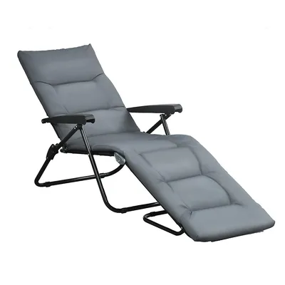 Folding Lounge Chair With Adjustable Back, Padded Cushion
