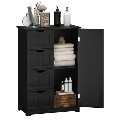 4 Drawer Freestanding Bathroom Floor Cabinet Adjustable Storage Cupboard
