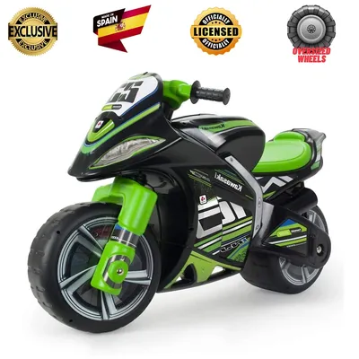 Officially Licensed & Certified INJUSA Kawasaki Balance Bike Winner Edition w/ Foot-to-Foot Acceleration for Kids - Improves Balance and Cognition