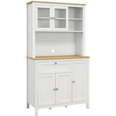 71" Kitchen Pantry Cabinet, Adjustable Shelves Drawer, White