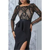 Sequin Bodice With Front Frill Maxi