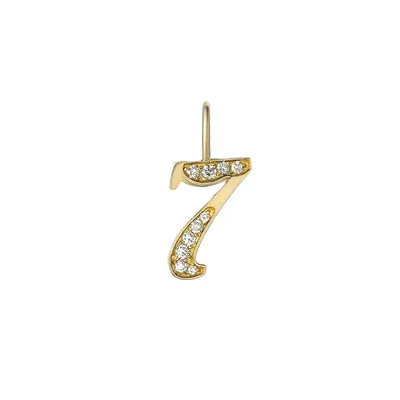 14k Gold Diamond Set Ladies Number Pendant
