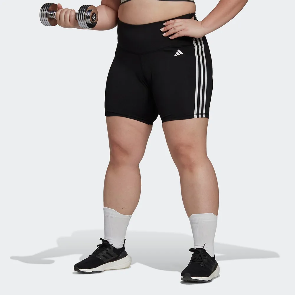 adidas Plus Training 3 stripe leggings in black
