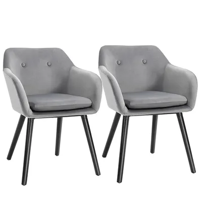 Velvet-touch Fabric Dining Chairs Set Of 2