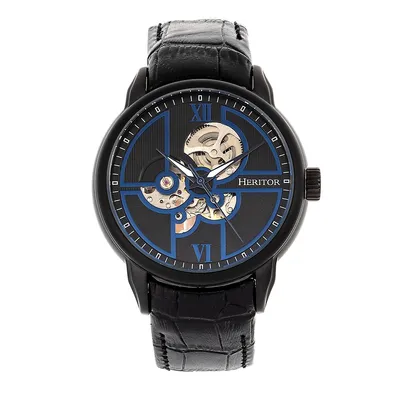 Automatic Sanford Semi-skeleton Leather-band Watch