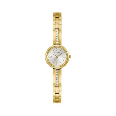 Montre analogique à bracelet doré avec cadran soleillé en acier inoxydable Ladies Jewellery GW0228L2