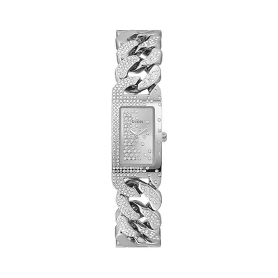 Montre-bracelet en acier inoxydable avec cristaux, GW0298L1
