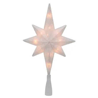 11" Lighted Frosted Clear And Rose Gold Bethlehem Star Christmas Tree Topper - Clear Lights