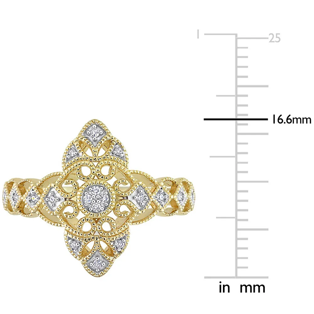 1/10 Ct Tw Diamond Lace Ring 10k Yellow Gold