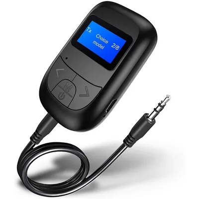 Bluetooth 5.0 Audio Receiver Transmitter With Lcd Display Mic Handfrees Calling 3.5mm Aux Stereo Wireless Adapter