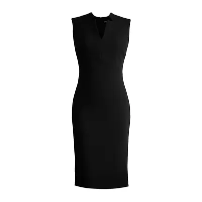 Sleevess Notched Collar Pencil Dress