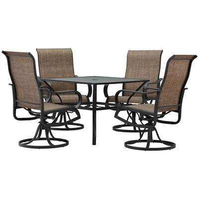 Patio Table Set With Swivel Chairs