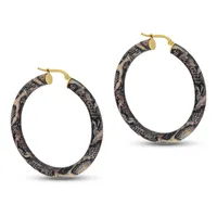 18kt Gold Plated Round Tube With Python Enamel Hoop Earring