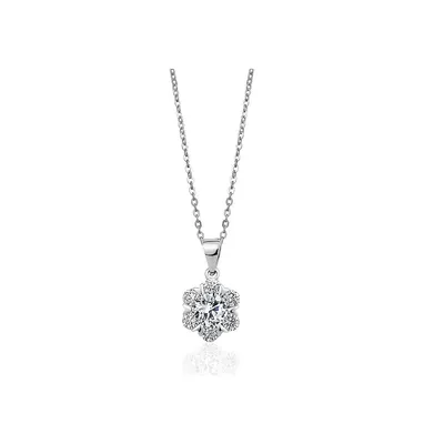 18k White Gold Plated Silver Clear Zirconia Snowflake Pendant