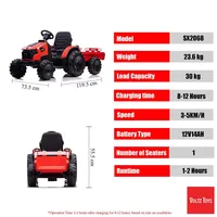 12v Electric Farm Tractor Kids Ride On Car With Tipper, Perfect Gift For Boys And Girls