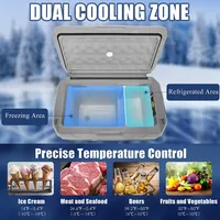 42 Qt Portable Car Refrigerator -4°f To 50°f Dual-zone Cooler