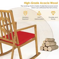 Patio Rocking Chair Acacia Wood Armrest Cushioned Sofa Garden Deck Whiteredturquoise