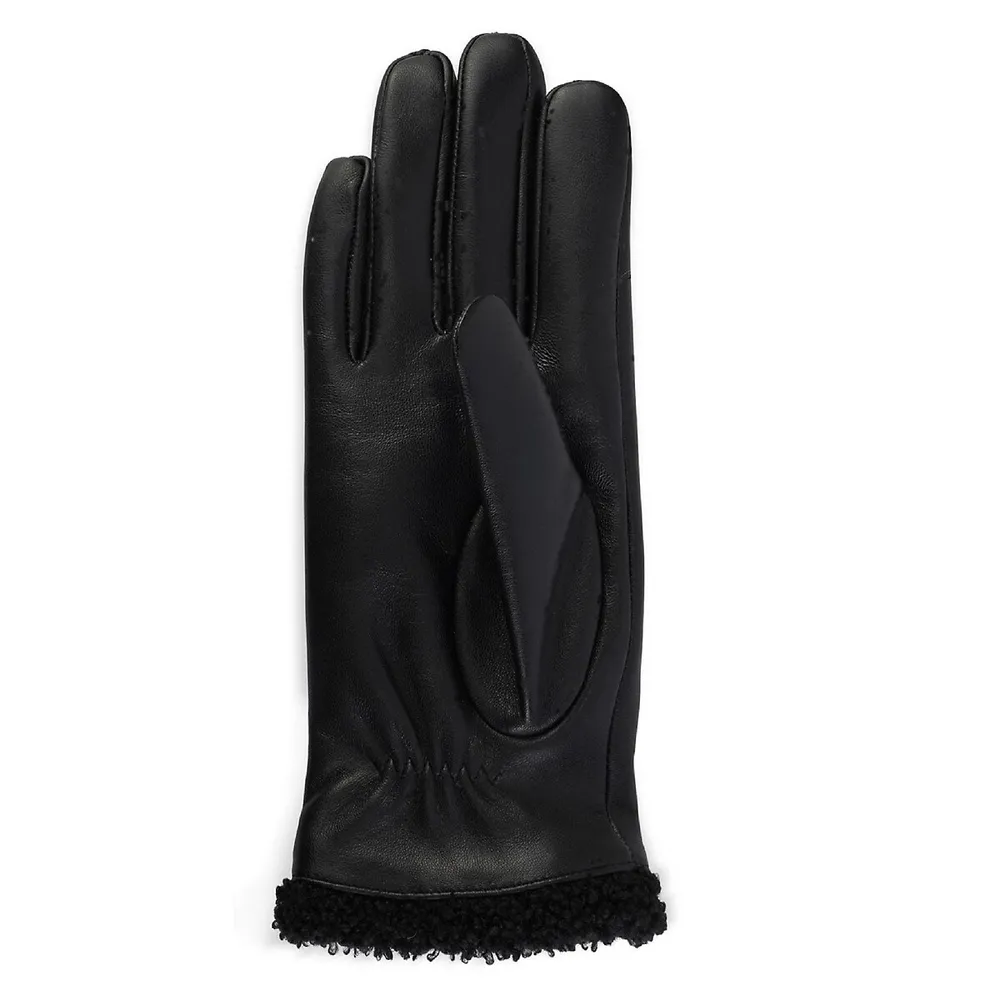 Club Rochelier Ladies Leather Itouch Glove With Sherpa Trim Cuff