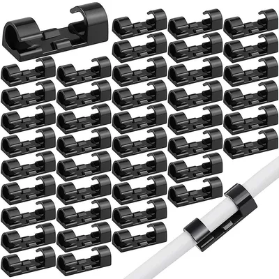 Self-Adhesive Cable Clips Organizer Drop Wire Holder Cord Management, Pack of 40