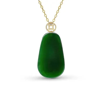 18k Yellow Gold Natural Jade Pendant With Necklace