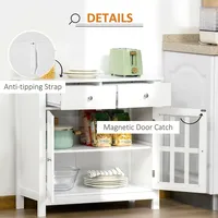 Kitchen Sideboard Buffet Cabinet With Glass Doors, Drawers