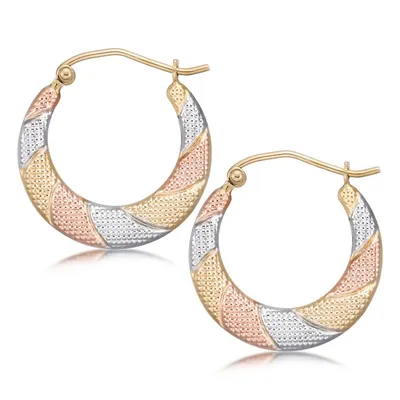 10kt Tri-color Creole Click Hoop Earring