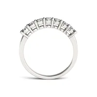 14k White Gold Moissanite By Charles & Colvard 3mm Round Wedding Band, 0.70cttw Dew