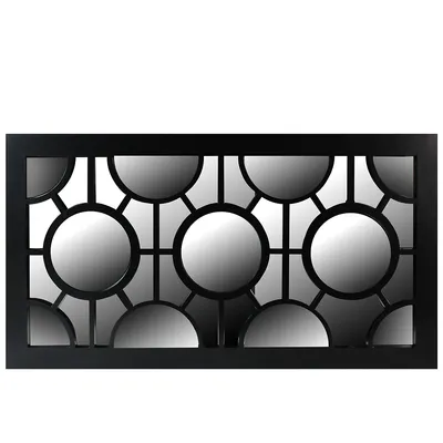 25.5" Black Geometric Circles Rectangular Wall Mirror