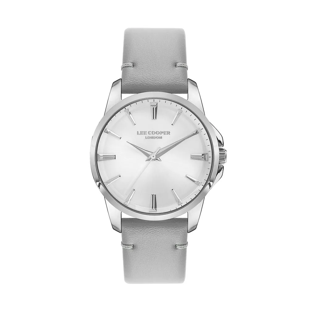 Ladies Lc07419.339 3 Hand Silver Watch With A White Leather Strap And A Silver Dial