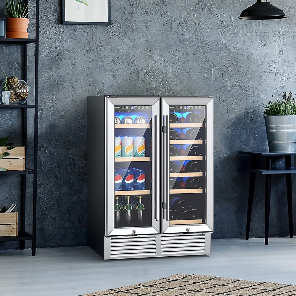 24" Dual Zone Wine And Beverage Cooler Refrigerator Dual Control Refrigerator