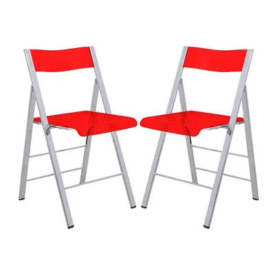 Menno Modern Acrylic Folding Chair, Set Of 2