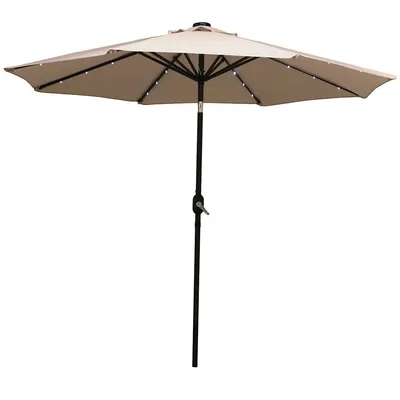 9' Solar-powered Lighted Patio Umbrella - Tilt And Crank
