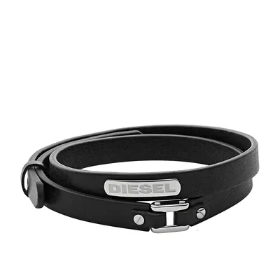 Men's Stacked Stainless Steel And Black Leather Bracelet