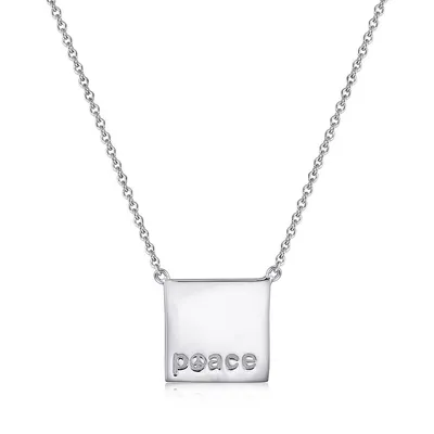 Sterling Silver 16" Peace Plaque Necklace