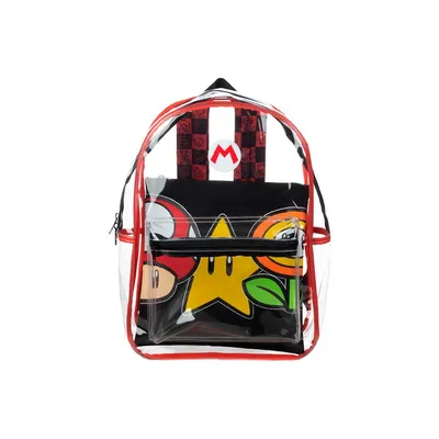 Super Mario Clear Backpack With Removable Pouch